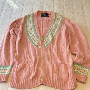 Ralph Lauren Blue Label Pink and Green Cardigan